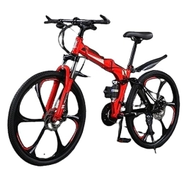 DADHI Mountain Bike pieghevoles DADHI Mountain bike pieghevole, bici da esterno a velocità variabile, freno a disco meccanico sensibile, montaggio facile, per uomo / donna (red and black 24 speed)