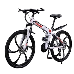 DADHI Mountain Bike pieghevoles DADHI Mountain bike pieghevole, bici da esterno a velocità variabile, freno a disco meccanico sensibile, montaggio facile, per uomo / donna (white and red 30 speed)