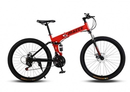 DGAGD Mountain Bike pieghevoles DGAGD Mountain Folding Bike 24-inch Variable Speed Double Shock Absorbing Bicycle Spoke Wheel-Rosso_21 velocit