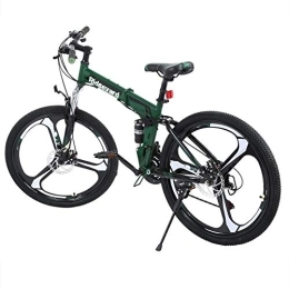 Iglobalbuy Bicicletta MTB 26 pollici 21 velocità MTB pieghevole MTB MTB Unisex Adulto Freno a Disco, Ragazza, Bicicletta per Ragazzo, Donna e Uomo (Verde Militare)