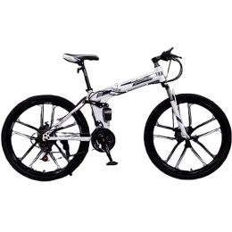 PASPRT Mountain Bike pieghevoles Mountain bike pieghevole da 26 pollici, bici da trail con cambio in acciaio ad alto tenore di carbonio, montaggio facile, adatta per adolescenti e adulti, capacità 130 kg (white silver 33 speed)