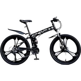 MIJIE Mountain Bike pieghevoles Mountain bike pieghevole: velocità multiple, installazione senza problemi, capacità di carico di 50 kg, prestazioni fuoristrada, comfort ergonomico, freni a doppio disco affidabili ( black 26inch)