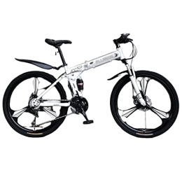 MIJIE Mountain Bike pieghevoles Mountain bike pieghevole: velocità multiple, installazione senza problemi, capacità di carico di 50 kg, prestazioni fuoristrada, comfort ergonomico, freni a doppio disco affidabili ( white 26inch)
