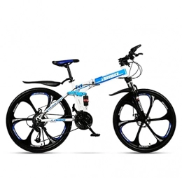 N&I Mountain Bike pieghevoles N&I Adult Mountain Bike Full Suspension Foldable City Bicycle off-Road Double Disc Brake Snow Bikes 26 inch Magnesium Alloy Six Knives Wheels A 27Speed a 21 Speed