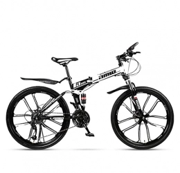 N&I Mountain Bike pieghevoles N&I Adult Mountain Bike Full Suspension Foldable City Bicycle off-Road Double Disc Brake Snow Bikes 26 inch Magnesium Alloy Ten Knives Wheels D 27Speed C 21 Speed