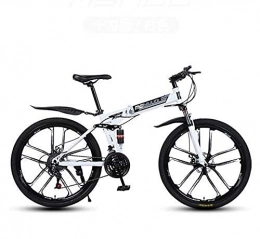 N&I Mountain Bike pieghevoles N&I Bicycle Folding Mountain Bicycle Bike for Adults PVC Pedals And Rubber Grips High Carbon Steel Frame Spring Suspension Fork Double Disc Brake White 26 inch 24 Speed Black 26 inch 24 Speed