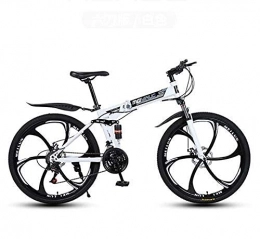 N&I Mountain Bike pieghevoles N&I Bicycle Folding Mountain Bike Bicycle for Adults High Carbon Steel Frame Spring Suspension Fork Double Disc Brake PVC Pedals And Rubber Grips White 26 inch 27 Speed Black 26 inch 27 Speed