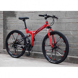 N&I Mountain Bike pieghevoles N&I Bicycle Mountain Bike 21 Speed Dual Suspension Folding Bike with 26 inch 10-Spoke Wheels And Double Disc Brake for Men And Woman Yellow 24speed