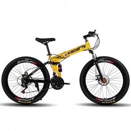 N&I Mountain Bike pieghevoles N&I Mountain Bikes Foldable Adult Mountain Bike Double Disc Brake City Road Bicycle Full Suspension High-Carbon Steel Snow Bikes 27 Speed 26 inch Wheels Red Yellow