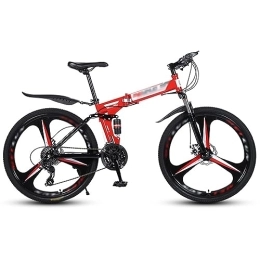 NYASAA Mountain Bike pieghevoles NYASAA Mountain Bike da esterno, telaio pieghevole in acciaio ad alto tenore di carbonio, freni a doppio disco ammortizzanti da 26 pollici, adatto per adulti (red 26)