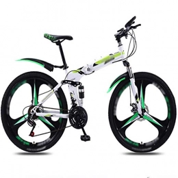 WXXMZY Mountain Bike pieghevoles WXXMZY Bicicletta Pieghevole 26 Pollici, Mountain Bike Pieghevole A 30 velocità, Bici da Pendolare Leggera, Bici A Sospensione Completa con Doppio Freno A Disco (Color : Green, Speed : 30speed)