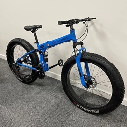 SuperGift.com Fat Tyre Mountain Bike 26“ Thick Wheel Mountain Bike, 21 Speed Bicycle, Adult Fat Tire Mountain Trail Bike, Fat Tyre, High-carbon Steel Frame Dual Full Suspension Dual Disc Brake (Blue)