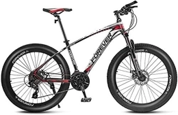 FXMJ Fat Tyre Mountain Bike 27.5 Inch Mountain Bikes, Adult 21 / 24 / 27 / 30-Speed Hardtail Mountain Bike, Aluminum Frame, All Terrain Mountain Bike, Adjustable Seat, Black Red, 24 Speed