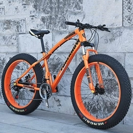 Bananaww Fat Tyre Mountain Bike Bananaww 20 / 24 / 26-inch Mountain Bike, 7 / 21 / 24 / 27 / 30 Speed Adult Fat Tire Mountain Trail Bike With High Carbon Steel Frame and Double Disc Brake, Front Suspension Men's Mountain Bicycles, Orange
