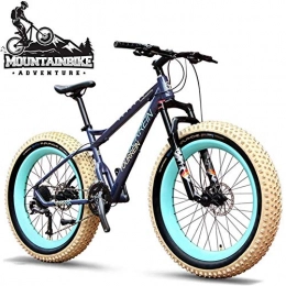 baozge Fat Tyre Mountain Bike baozge Fat Tire Hardtail Mountain Bike 26 Inch for Adult Men and Women Air pressure Front Suspension 27 Speed Mountain Trail Bikes All Terrain Bicycle with Dual Hydraulic Disc Brake Blue-Blue