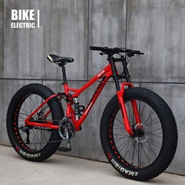 FDSAD Fat Tyre Mountain Bike Bicycle 26 Inch MTB Top, Fat Wheel Motorbike / Fat Bike / Fat Tire Mountain Bike, Beach Cruiser Fat Tire Bike Snow Bike Fat Big Tyre Bicycle 21speed Fat Bikes for Adult, Red, 26 IN