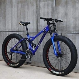 NOLOGO Fat Tyre Mountain Bike Bicycle Adult Mountain Bikes, 24 Inch Fat Tire Hardtail Mountain Bike, Dual Suspension Frame and Suspension Fork All Terrain Mountain Bike, Green, 7 Speed (Color : Blue, Size : 7 Speed)