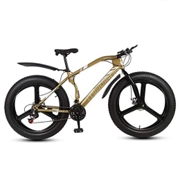 DULPLAY Fat Tyre Mountain Bike DULPLAY Mountain Bikes, 26 Inch Fat Tire Hardtail Mountain Bike, Dual Suspension Frame And Suspension Fork All Terrain Mountain Bicycle Gold 3 Spoke 26", 21-speed