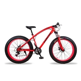 ENERJ Fat Tyre Mountain Bike ENERJ 26' Mountain Bike for Adults, 21 Speed Gear with Fat Tyres, Advanced Shock Absorption System and Disk Breaks (RED)