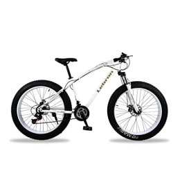 ENERJ Fat Tyre Mountain Bike ENERJ 26' Mountain Bike for Adults, 21 Speed Gear with Fat Tyres, Advanced Shock Absorption System and Disk Breaks (White)