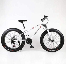 G.Z Fat Tyre Mountain Bike G.Z Snow Bike, Carbon Steel Mountain Bike, 24 Inch 26 Inch Multi-Speed Adjustable Student Bike Road Bike, White, 26 inches