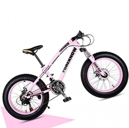 giyiohok Bike giyiohok 20 Inch Hardtail Mountain Bike with Front Suspension& Mechanical Disc Brakes for Women Off-Road Fat Tire Mountain Bicycle Adjustable Seat in 8 Colors-24 Speed_Pink
