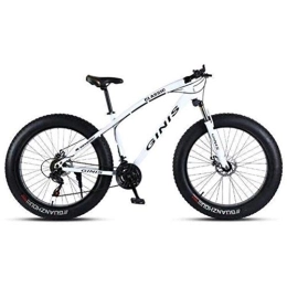 WJSW Fat Tyre Mountain Bike Hardtail Mountain Bikes - 26 Inch High-carbon Steel Dual Disc Brakes Sports Leisure City Road Bicycle (Color : White, Size : 21 speed)