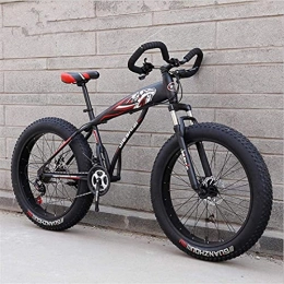 HUAQINEI Fat Tyre Mountain Bike HUAQINEI Mountain Bikes, 24 inch snow bike ultra-wide tire speed 4.0 snow bike mountain bike butterfly handle Alloy frame with Disc Brakes (Color : Asian black red, Size : 27 speed)