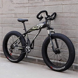 HUAQINEI Fat Tyre Mountain Bike HUAQINEI Mountain Bikes, 26 inch snow bike super wide tire variable speed 4.0 snow bike mountain bike butterfly handle Alloy frame with Disc Brakes (Color : Fluorescent yellow, Size : 27 speed)