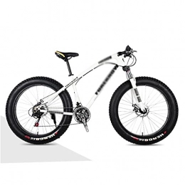 Kays Fat Tyre Mountain Bike Kays 26 Inch Mountain Bike Carbon Steel MTB Bicycle With Disc-Brake Suspension Fork Cycling Urban Commuter City Bicycle(Size:24 Speed, Color:White)