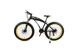 MOLVUS Fat Tyre Mountain Bike MOLVUS Mountain Bike Mens Mountain Bike 7 / 21 / 24 / 27 Speeds, 26 inch Fat Tire Road Bicycle Snow Bike Pedals with Disc Brakes and Suspension Fork, Blackyellow, 7 Speed