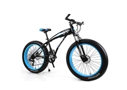 Generic Fat Tyre Mountain Bike Mountain Bike Mens Mountain Bike 7 / 21 / 24 / 27 Speeds, 26 inch Fat Tire Road Bicycle Snow Bike Pedals with Disc Brakes and Suspension Fork, BlackBlue, 21 Speed