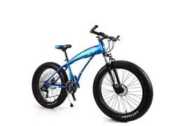 Generic Fat Tyre Mountain Bike Mountain Bike Mens Mountain Bike 7 / 21 / 24 / 27 Speeds, 26 inch Fat Tire Road Bicycle Snow Bike Pedals with Disc Brakes and Suspension Fork, Blue, 7 Speed