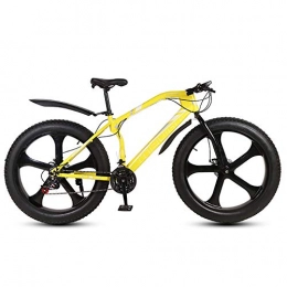 MSM Furniture Fat Tyre Mountain Bike MSM Furniture Men's Mountain Bikes, Dual Suspension Frame And Suspension Fork All Terrain Snow Bicycle, 26 Inch Fat Tire Hardtail Mountain Bike Yellow 5 Spoke 26", 24-speed