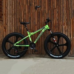 PBTRM Fat Tyre Mountain Bike PBTRM 26 Inch Fat Tire Mountain Bike, 21-Speed Dual Disc Brake Mens Bike, 4-Inch Wide Knobby Tires, Front Fork Suspension, High Carbon Steel Frame, Multiple Colors, Green