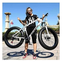 RYP Fat Tyre Mountain Bike Road Bikes Bicycle Mountain Bike MTB Adult Beach Snowmobile Bicycles For Men And Women 24IN Wheels Adjustable Speed Double Disc Brake Off-road Bike (Color : White, Size : 7 speed)