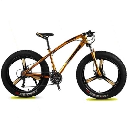 RYP Fat Tyre Mountain Bike Road Bikes Bicycle MTB Adult Beach Bike Snowmobile Bicycles Mountain Bikes For Men And Women 26IN Wheels Adjustable Speed Double Disc Brake Off-road Bike (Color : Gold, Size : 7 speed)