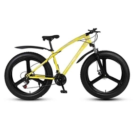 RYP Fat Tyre Mountain Bike Road Bikes Bicycle MTB Adult Mountain Bikes Beach Bike Snowmobile Bicycles For Men And Women 26IN Wheels Double Disc Brake Off-road Bike (Color : Yellow, Size : 24 speed)