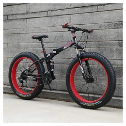 RYP Fat Tyre Mountain Bike Road Bikes Fat Tire Bike Folding Bicycle Adult Road Bikes Beach Snowmobile Bicycles For Men Women Off-road Bike (Color : Red, Size : 24in)