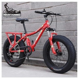USMASK Fat Tyre Mountain Bike USMASK Women Hardtail Mountain Trail Bike 20 inch with Dual Disc Brake, Girls All Terrain Anti-Slip Front Suspension Fat Tire High-Carbon Steel Mountain Bicycle, Adjustable Seat / Red / 27 Speed