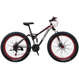  Fat Tyre Mountain Bike zxc Bicycle Adult Outdoor Riding Double Shock-Absorbing Big Thick Wheel Bicycle 4.0 Ultra-Wide Snowmobile Beach Off-Road Mountain Bike (Black Red)