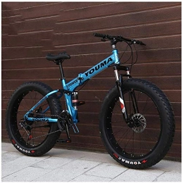 giyiohok Bike giyiohok Dual-Suspension Mountain Trail Bike for Adults Men Women Fat Tire Anti-Slip Mountain Bicycle with Dual Disc Brake Foldable High Carbon Steel Frame-26 Inch 24 Speed_Blue