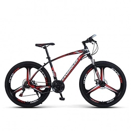 T-NJGZother Mountain Bike Adult Car Bicycle, Mountain Bike Ionic Carbon, Shock Absorbing Double Disc Brake, Speed Student Car-Black Red Three Knife Wheel_24-Inch 21 Speed，Mountain Bike