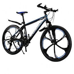 T-NJGZother Mountain Bike Aluminum Alloy, Off-Road Shock Absorber Mountain Bike, Ultra-Light 30-Speed Oil Disc, Shifting Racing, Men And Women Young Students Bicycle-[Six Knife Black Blue]_30 Speed (Default 26 Inch)，