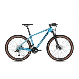 EWYI Mountain Bike Carbon Fiber Mountain Bike, 30 Speed Mountain Bicycle 27.5 / 29 Inch MTB, 2.25 Extra Wide Tires, Lightweight Aluminum Non-slip Pedals Blue-29x15inch