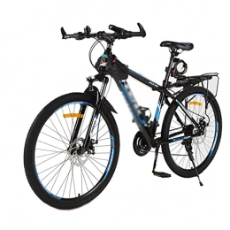 LZZB Mountain Bike LZZB Mountain Bike 24 Speed Carbon Steel Frame 26 Inches 3-Spoke Wheels Dual Disc Brake Bike Suitable for Men and Women Cycling Enthusiasts / Blue / 24 Speed