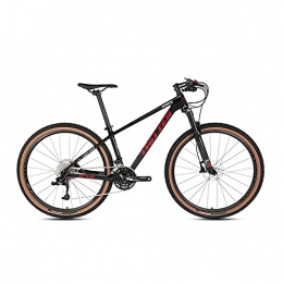 EWYI Mountain Bike Mountain Bike, 30 Speed Carbon Fiber Mountain Bicycle, 2.25 Extra Wide Tires, Alloy Wire-controlled Pneumatic Front Fork，27.5 / 29 Inch MTB Complete Hard Tail Bicycle Black Red-29x19inch