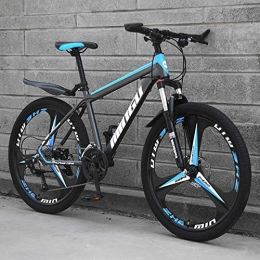 T-NJGZother Mountain Bike Mountain Bike, Adult 24 / 26 Inch, Disc Brake Shock Change Speed Mountain Bike, Bicycle Road-Top With Three Knives - Gray Blue_24 Speed (Default 26 Inch)，Disc Brake Bike