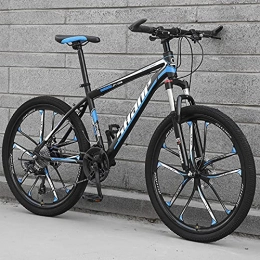 T-NJGZother Mountain Bike Mountain Bike, Adult Off-Road, Shifting Bike, Double Damping, Male And Female Student Bicycle-[Top Version] Ten Knives - Black Blue_27 Speed (Default 26 Inch)，Disc Brakes