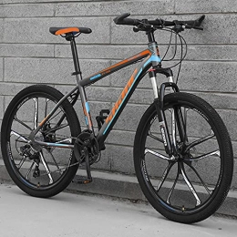 T-NJGZother Mountain Bike Mountain Bike, Adult Off-Road, Shifting Bike, Double Damping, Male And Female Student Bicycle-[Top Version] Ten Knives - Gray Orange_24 Speed (Default 26 Inch)，Disc Brake Bike